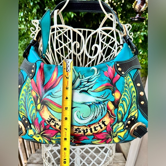 RARE Isabella Fiore Hand-Painted Hummingbird Art Bag - Picture 8 of 16